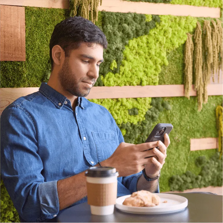 A man checking his phone
