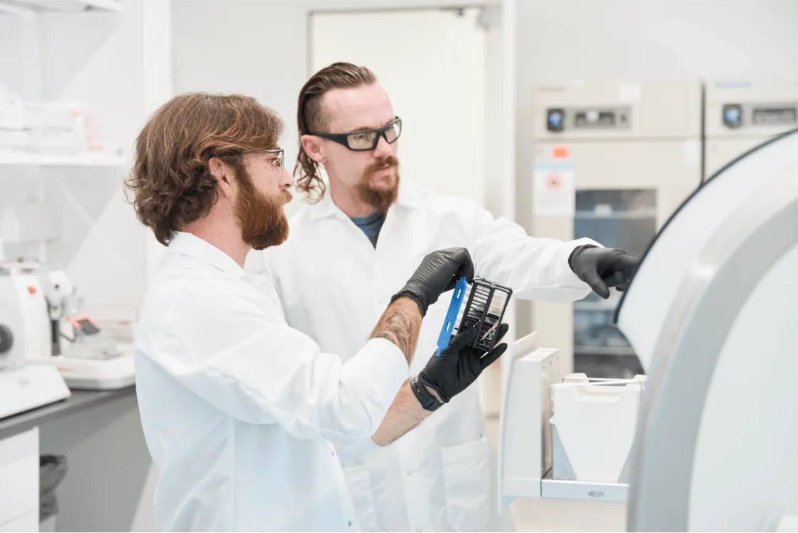 Lab technicians conducting research