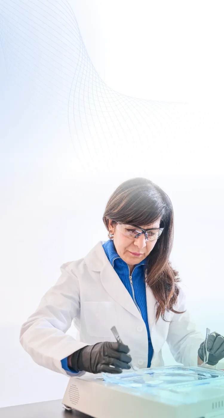 Lab technician doing medical research