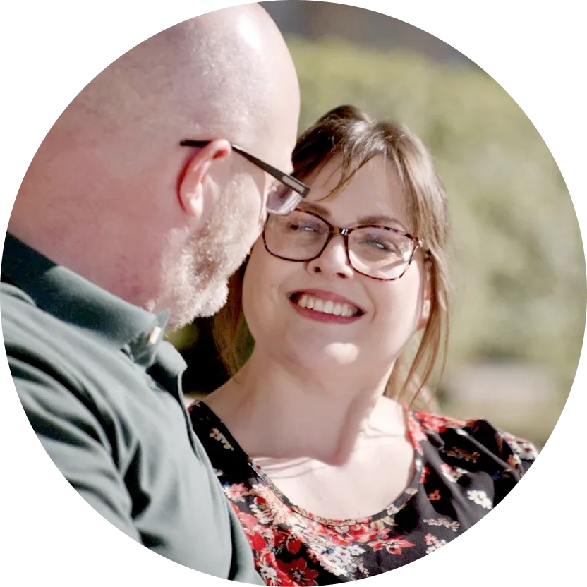 Julie, living with FCS, and Gary, husband & caregiver